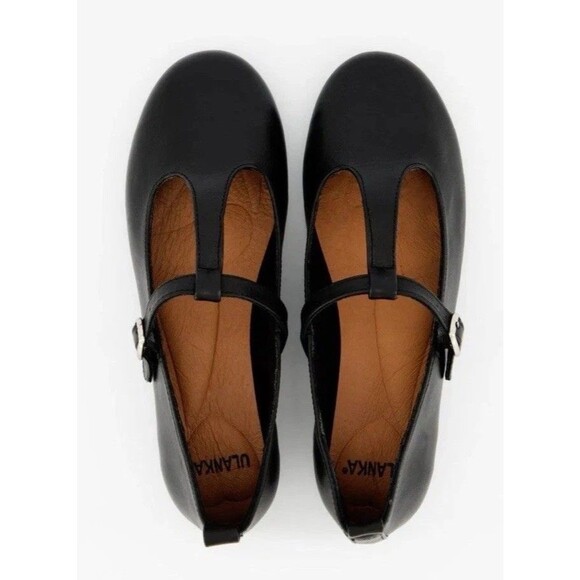 Ulanka Tuli T Strap Mary Jane Black Leather Made In Spain Ballet Flats US 9 - Picture 1 of 9